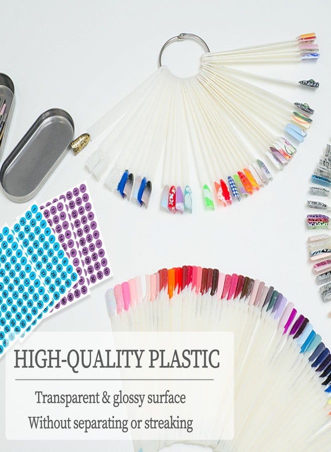BQAN 200 Pcs Nail Swatch Sticks with Ring, Nails Art Display/Nail Practice Sticks for Home or Salon Use, 4 Pack Number Stickers - Image 5